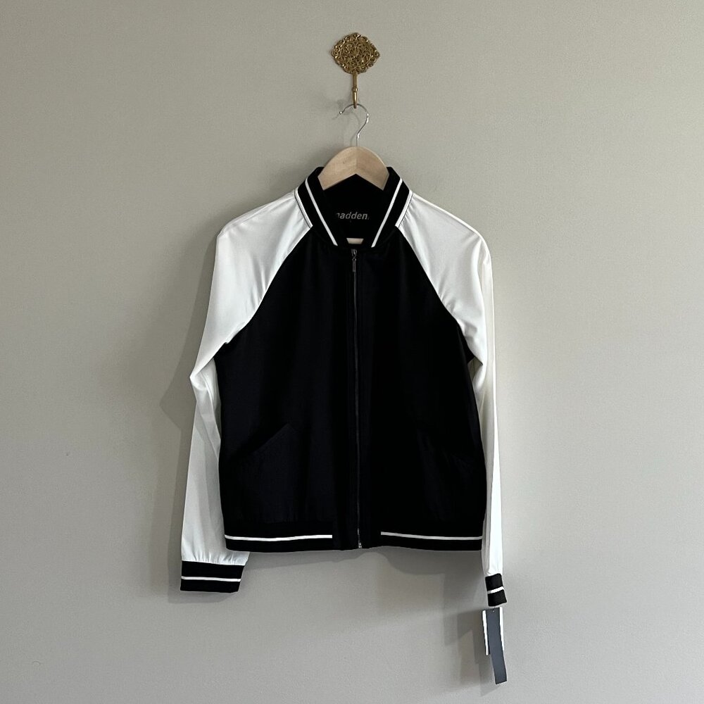 NWT Madden NYC Black White Bomber Jacket Women’s Large